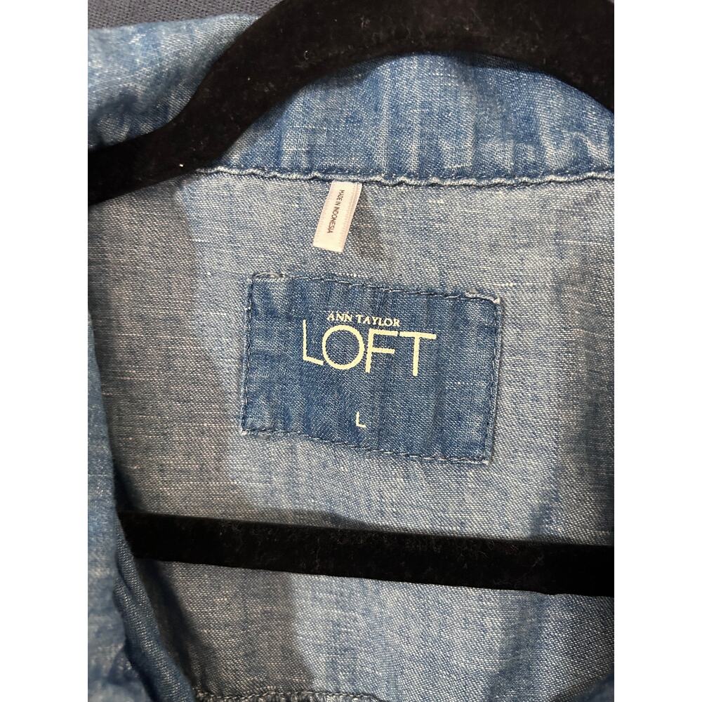 LOFT Women's sz L cropped button down Linen/Cotton Blend Jacket - Picture 5 of 9